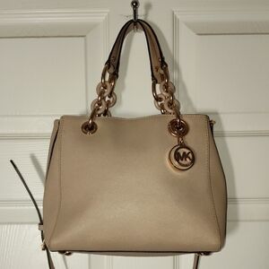 Michael Kors Pink Cream Shoulder Bag with Rose Gold Accents